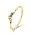 Croissant Shaped with Pastel Stone Silver Ring NSR-3941